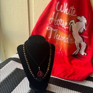 #0721+ Black Stone Dragon/Tiger Eye/ Beaded W/ Fish 🎣 Bated Pendant Set.